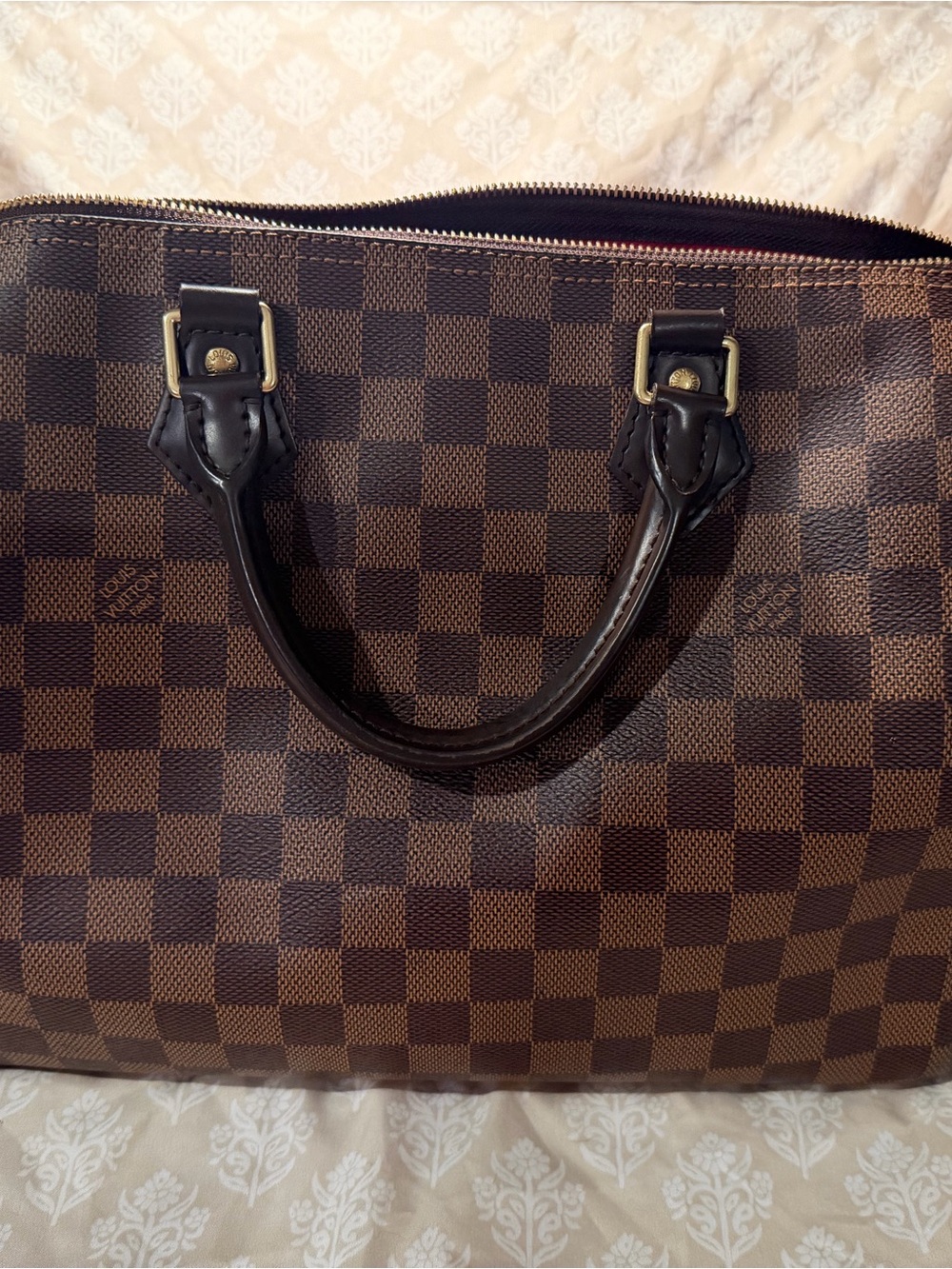 Louis Vuitton Brown Checkerboard Tote with Dark Brown Handles